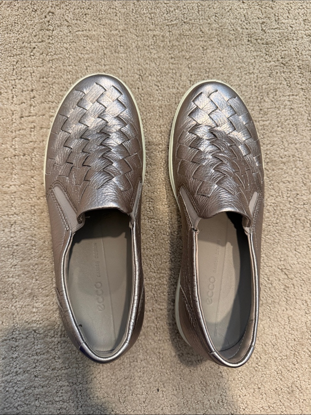 Ecco Metallic Woven Slip-On Sneakers - Rose Metallic